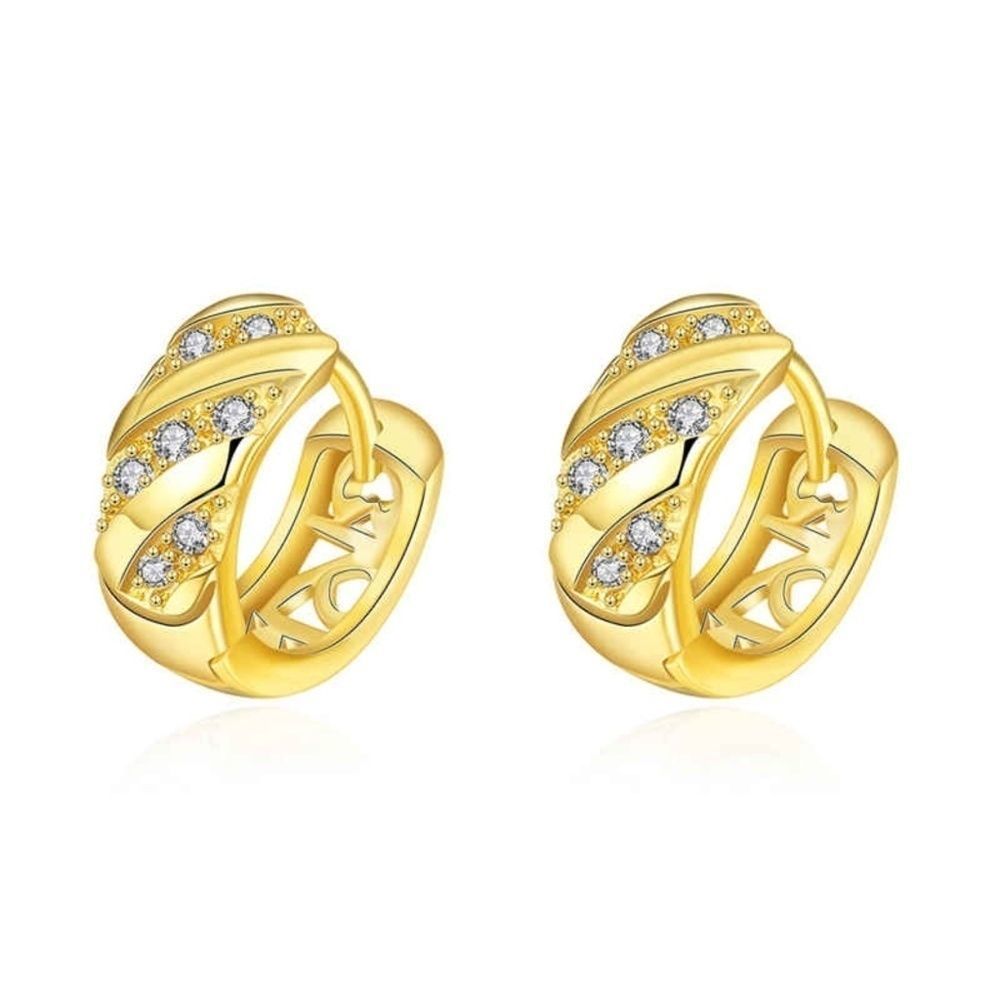 Gold Plated CZ Fashion Jewelry Hoop Earrings